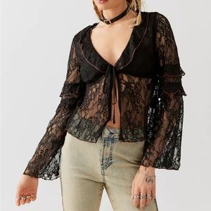 UO Janet Sheer Lace Blouse